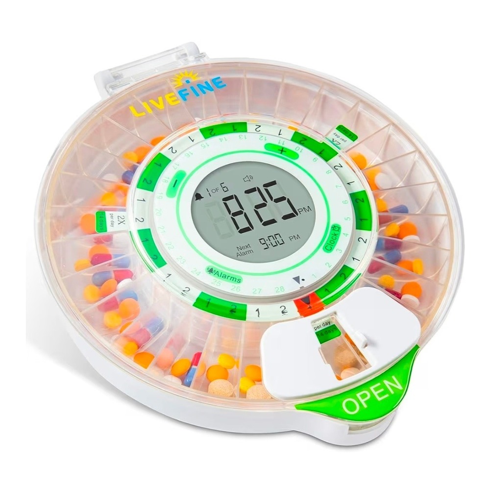LiveFine Automatic Pill‎ Dispenser with Alarms and Locking Lid
